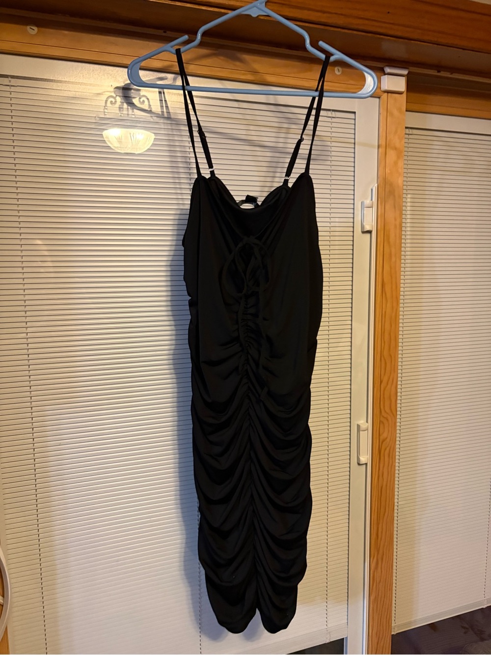 Forever 21 Black Ruched Midi Slip Dress
